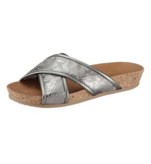 Marken-Pantolette silber metallic