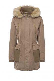 Marken-Parka mit Webpelz braun