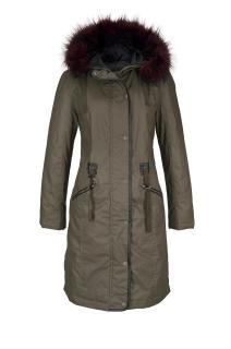 Marken-Parka mit Webpelz khaki