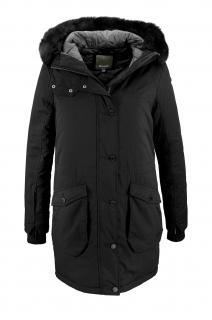 Marken-Parka mit Webpelz schwarz Gr. S