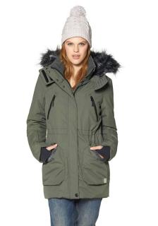 Marken-Parka mit Webpelzkragen oliv