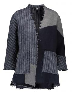 Marken-Patchwork-Cardigan blau-grau