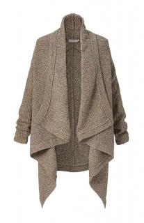 Marken-Poncho-Strickjacke dunkelbeige