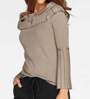 Marken-Pullover beige-gold