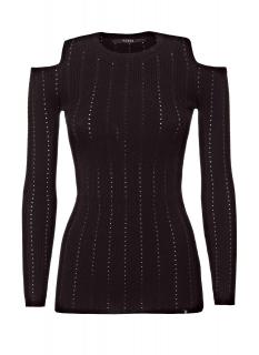 Marken-Pullover mit Cut-Outs schwarz