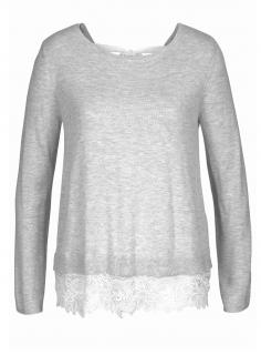 Marken-Pullover mit Spitze grau-melange