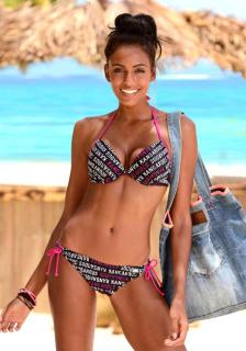 Marken-Push-Up-Bikini schwarz-bunt