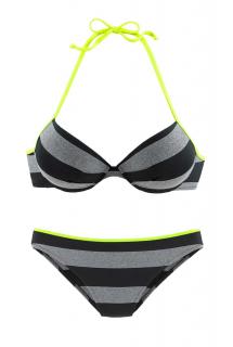 Marken-Push-Up-Bikini schwarz-grau B-Cup