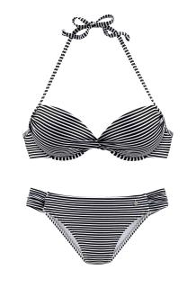 Marken-Push-Up-Bikini schwarz-weiß C-Cup