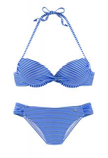 Marken-Push-Up-Bikini weiß-blau A-Cup