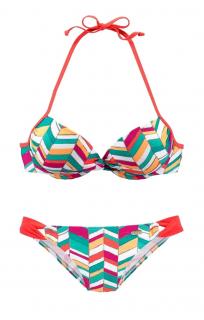 Marken-Push-up-Bikini bunt D-Cup