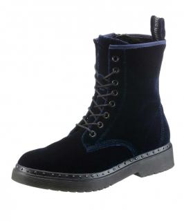 Marken-Samt-Schnürboots navy