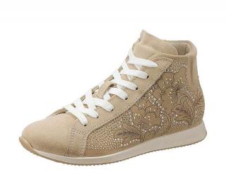 Marken-Schnürboots mit Strass beige