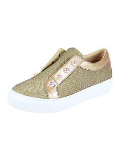 Marken-Sneaker mit Perlen goldfarben Gr. 3,5