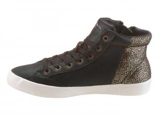 Marken-Sneaker schwarz-goldfarben