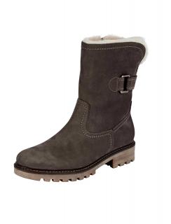 Marken-Stiefelette mit Lammfell grautaupe