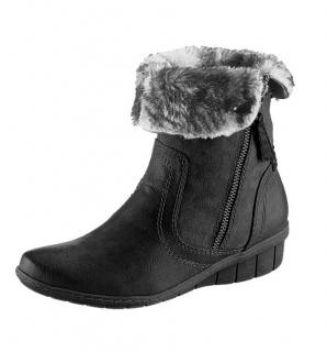 Marken-Stiefelette mit Webpelz schwarz