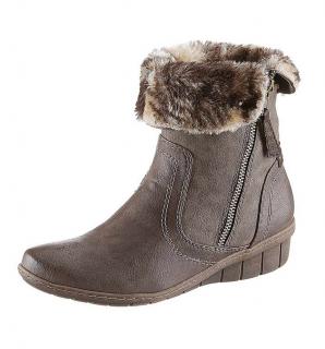 Marken-Stiefelette mit Webpelz taupe used