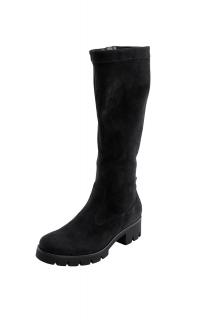 Marken-Stretch-Lederstiefel schwarz