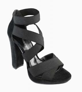 Marken-Stretch-Samt-Sandalette schwarz