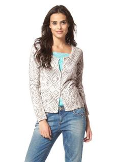 Marken-Strickjacke ecru-beige