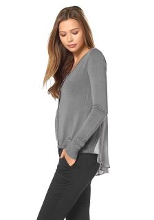 Marken-Strickjacke mit Satin grau