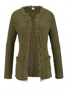 Marken-Strickjacke oliv