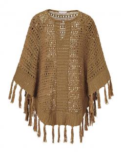 Marken-Strickponcho camel