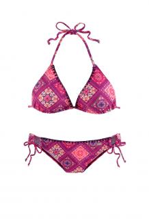 Marken-Triangel-Bikini bordeaux-bunt C/D-Cup