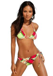 Marken-Triangel-Bikini rot-bunt