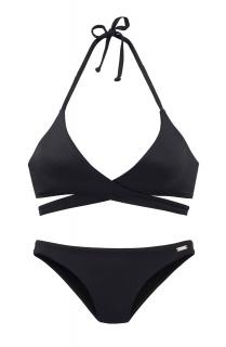 Marken-Triangel-Bikini schwarz C/D-Cup