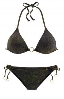 Marken-Triangelbikini schwarz-gold C/D-Cup