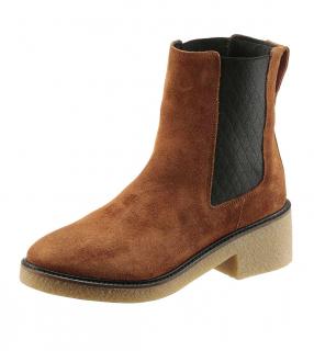 Marken-Veloursleder-Chelseaboots cognac