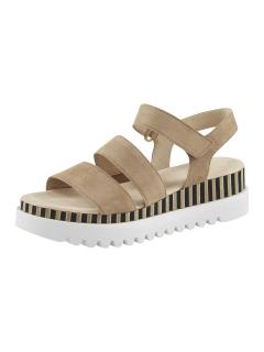 Marken-Veloursleder-Sandalette beige