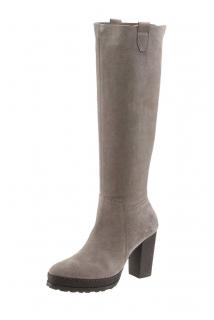 Marken-Veloursleder-Stiefel taupe