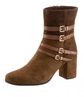 Marken-Veloursleder-Stiefelette haselnuss