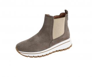 Marken-Veloursleder-Stiefelette taupe