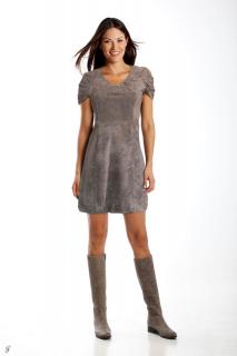 Marken-Velourslederkleid taupe