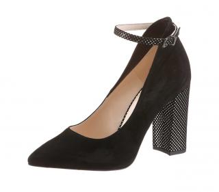 Marken-Velourslederpumps schwarz