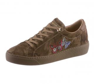 Marken-Veloursledersneaker oliv