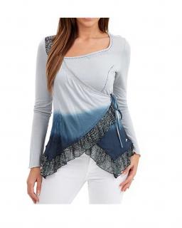 Marken-Wickelshirt grau-blau