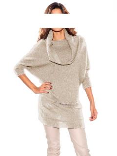 Marken-Woll-Pullover taupe-silber