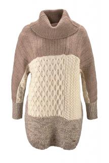 Marken-Woll-Rollkragenpullover braun meliert