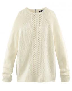 Marken-Wollpullover creme