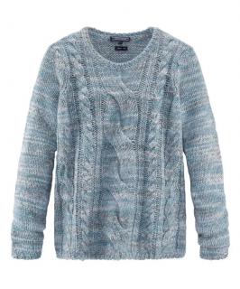 Marken-Wollpullover grau-blau