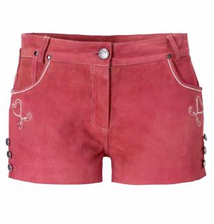 Marken-Ziegenveloursleder-Shorts koralle