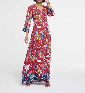 Maxi-Druckkleid rot-bunt