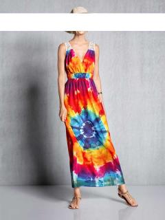 Maxikleid mit Häkelspitze bunt