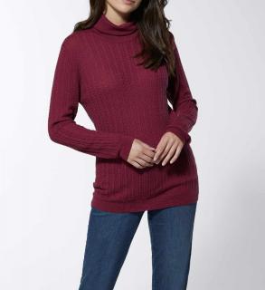 Merino-Kaschmir-Rollkragenpullover beere