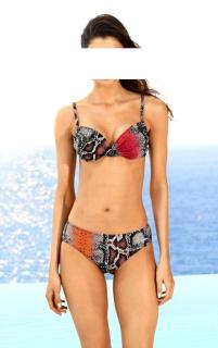 Minimizer-Bügel-Bikini schwarz-orange Größe 42 E-Cup